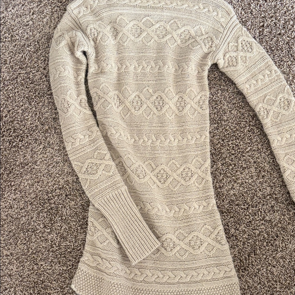 Reiss Beige Textured Knit Long Sleeve Dress